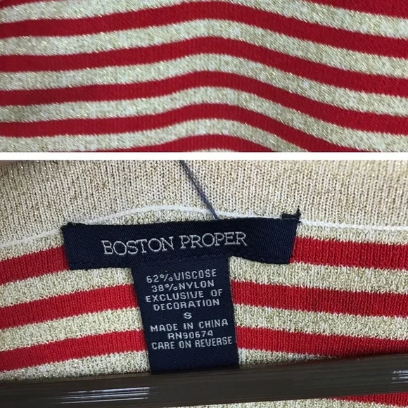 Boston Proper Red & Gold Glitter Blouse - Picture 4 of 4